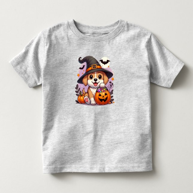 Camiseta De Bebé Perro/cachorro de Halloween (Anverso)