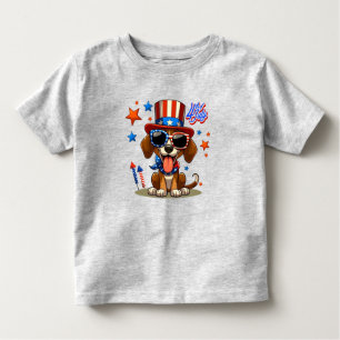 Camiseta De Bebé Perro/cachorro lindo, patriótico, 4 de julio