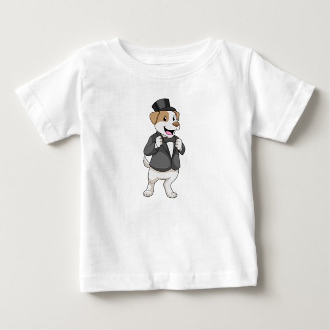 Camiseta De Bebé Perro como crema con cinta de opciones (Anverso)
