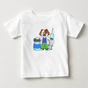 Camiseta De Bebé Perro como Médica con jeringas