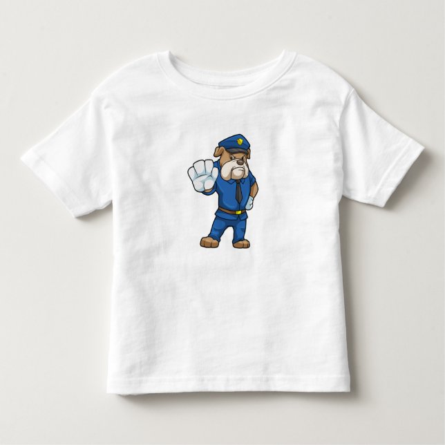 Camiseta De Bebé Perro como oficial de policía con uniforme (Anverso)
