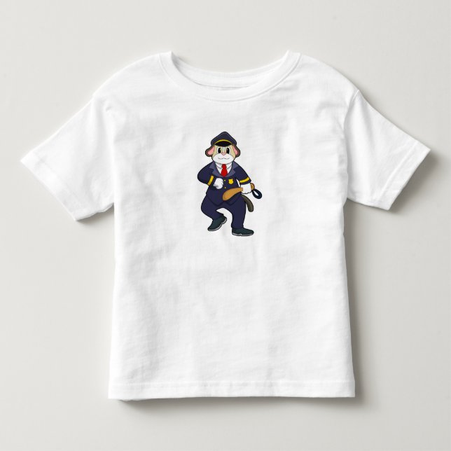 Camiseta De Bebé Perro como oficial de policía con uniforme policia (Anverso)