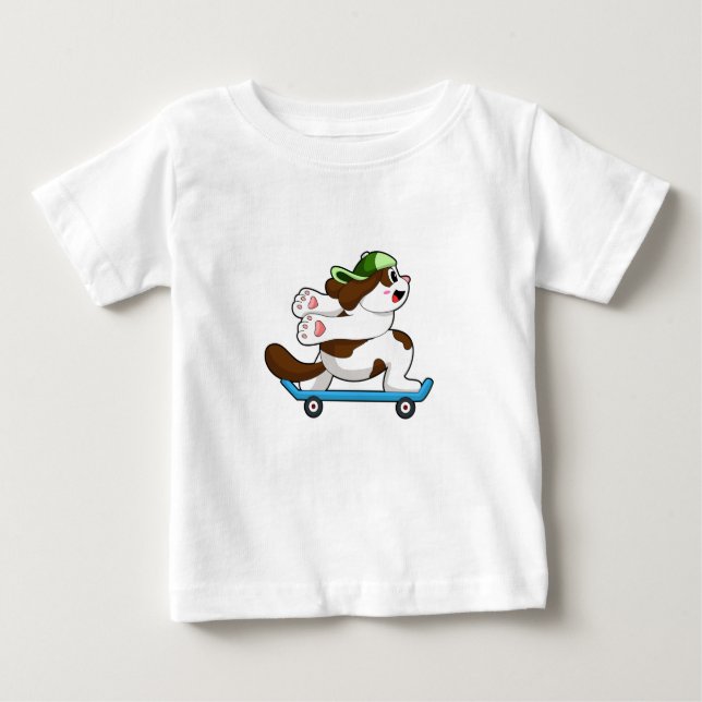 Camiseta De Bebé Perro como patinador con patineta (Anverso)