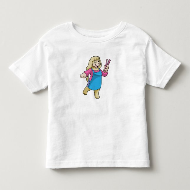 Camiseta De Bebé Perro como peluquero con comb (Anverso)