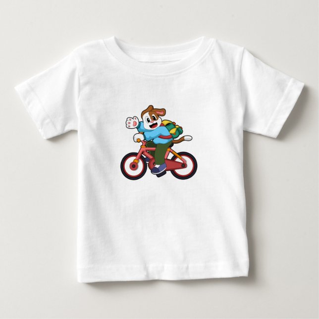 Camiseta De Bebé Perro con bicicleta (Anverso)