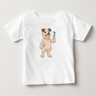Camiseta De Bebé Perro con cepillo de dientes
