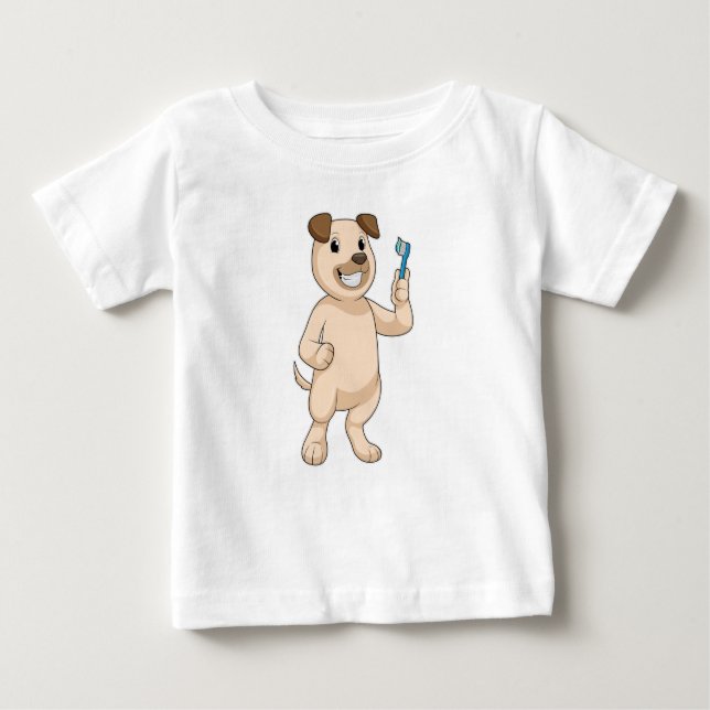 Camiseta De Bebé Perro con cepillo de dientes (Anverso)
