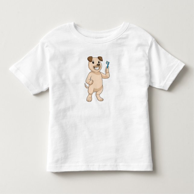 Camiseta De Bebé Perro con cepillo de dientes (Anverso)