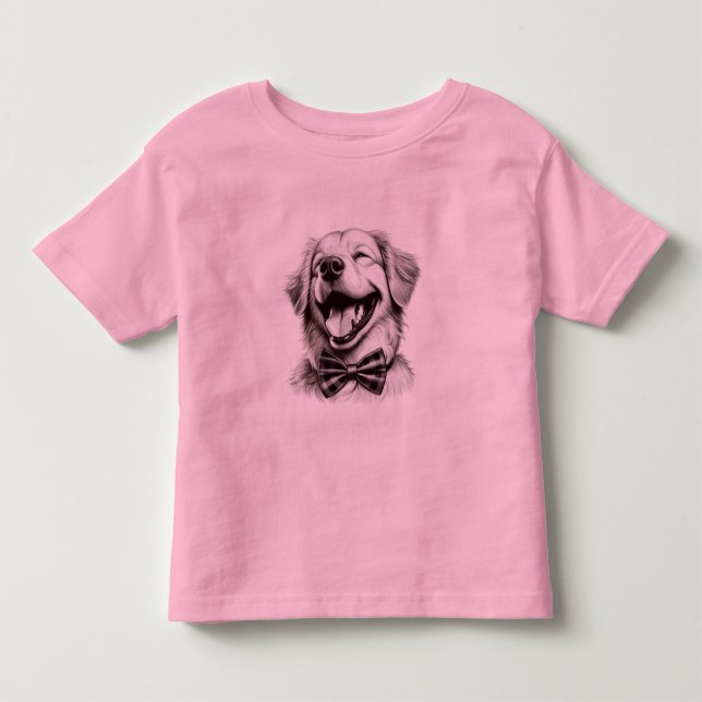 Camiseta De Bebé perro con corbata de arco riendo (Anverso)