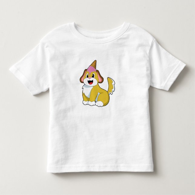 Camiseta De Bebé Perro con helado Waffle (Anverso)