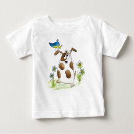 Camiseta De Bebé Perro con pájaro de aspecto caprichoso
