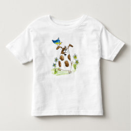 Camiseta De Bebé Perro con pájaro de aspecto caprichoso