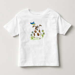Camiseta De Bebé Perro con pájaro de aspecto caprichoso