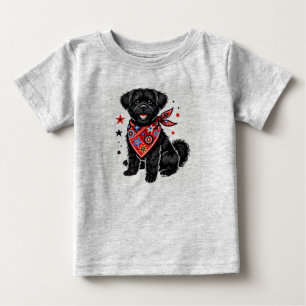 Camiseta De Bebé Perro con una bandana roja con patrones estrellado