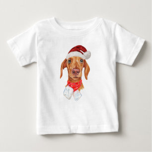 Camiseta De Bebé Perro Dachshund crema Navidad vacaciones
