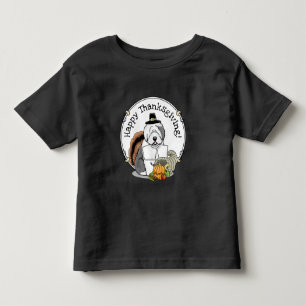 Camiseta De Bebé Perro de Acción de Gracias en inglés (gris 1)