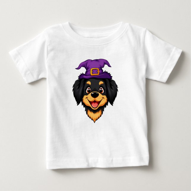 Camiseta De Bebé Perro de caricatura con Gorra morado (Anverso)
