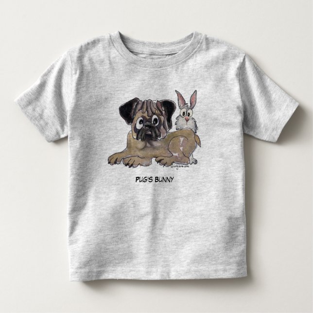 Camiseta De Bebé Perro de caricatura lindo conejo de Pug (Anverso)