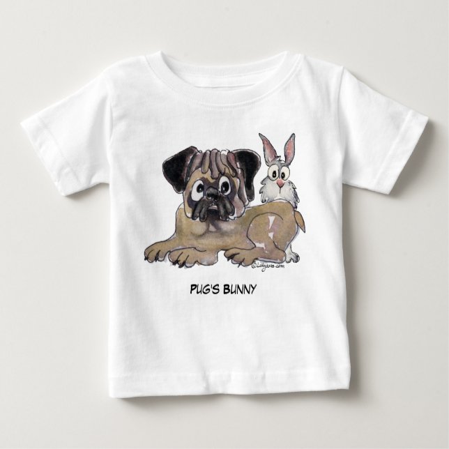 Camiseta De Bebé Perro de caricatura lindo conejo de Pug (Anverso)