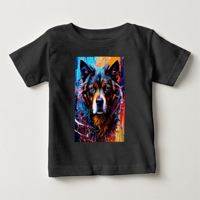 Camiseta De Bebé Perro de color de salpicadura abstracto (Anverso)