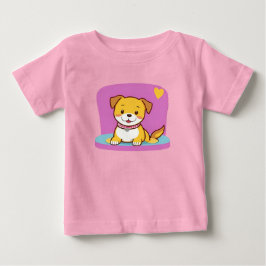 Camiseta De Bebé Perro de dibujos animados adorable con expresión a