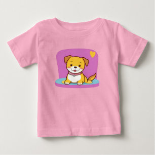 Camiseta De Bebé Perro de dibujos animados adorable con expresión a
