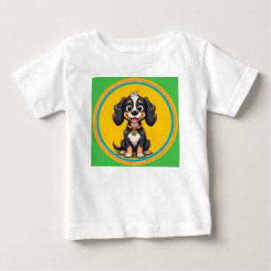 Camiseta De Bebé Perro de dibujos animados feliz en un marco circul
