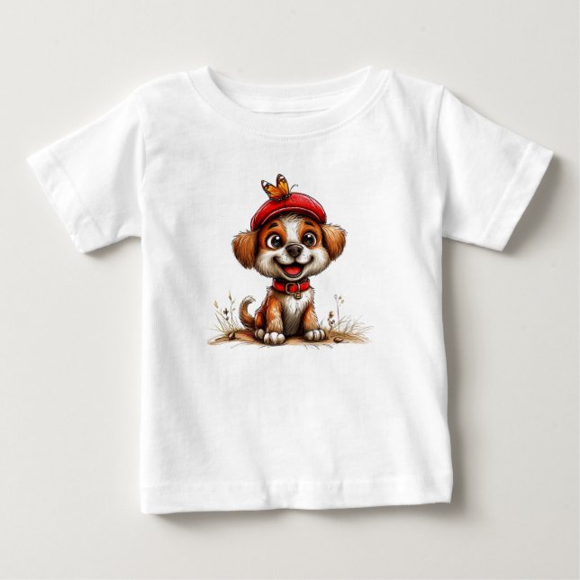 Camiseta De Bebé Perro de dibujos animados lindo (Anverso)