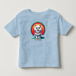Camiseta De Bebé Perro de dibujos animados lindo con fondo artístic