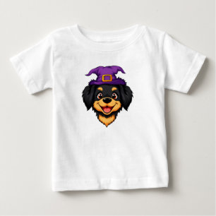 Camiseta De Bebé Perro de dibujos animados lindo que lleva un sombr