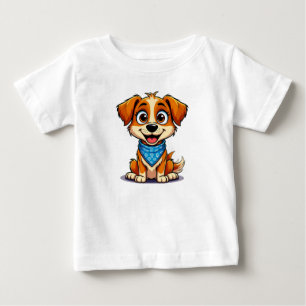 Camiseta De Bebé Perro de dibujos animados lindo que lleva una band