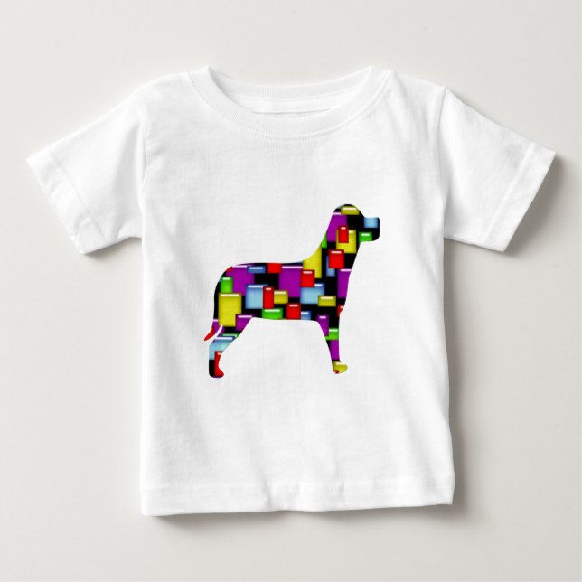 Camiseta De Bebé perro de mosaico (Anverso)