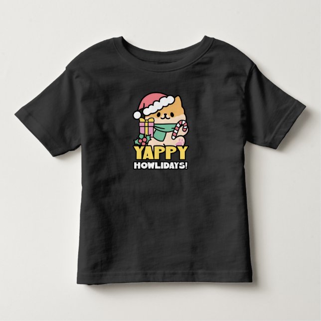 Camiseta De Bebé Perro de Navidades Cuadros - Yappy Howlidays (Anverso)