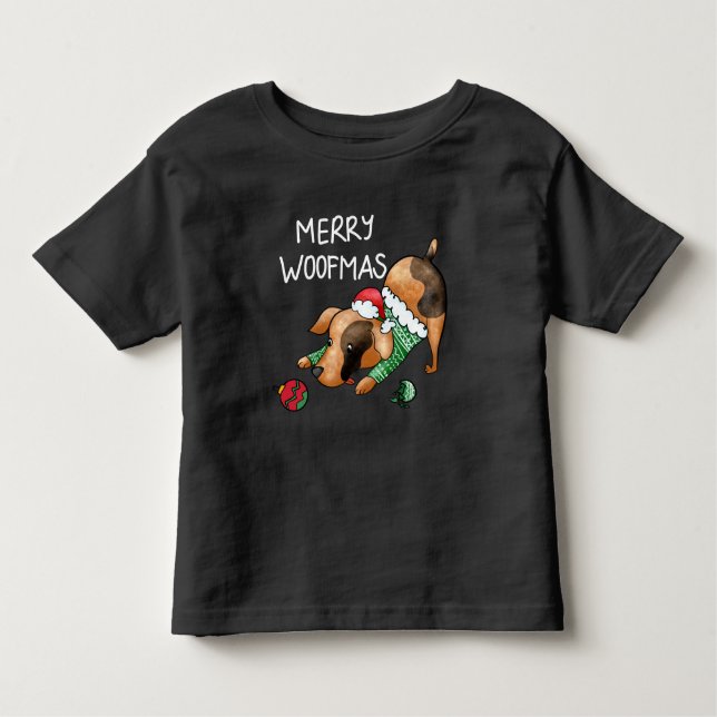 Camiseta De Bebé Perro de Navidades de Cute Merry Woofmas (Anverso)