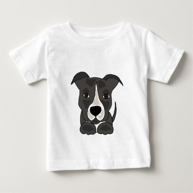 Camiseta De Bebé Perro de perrito gris lindo de Pitbull (Anverso)