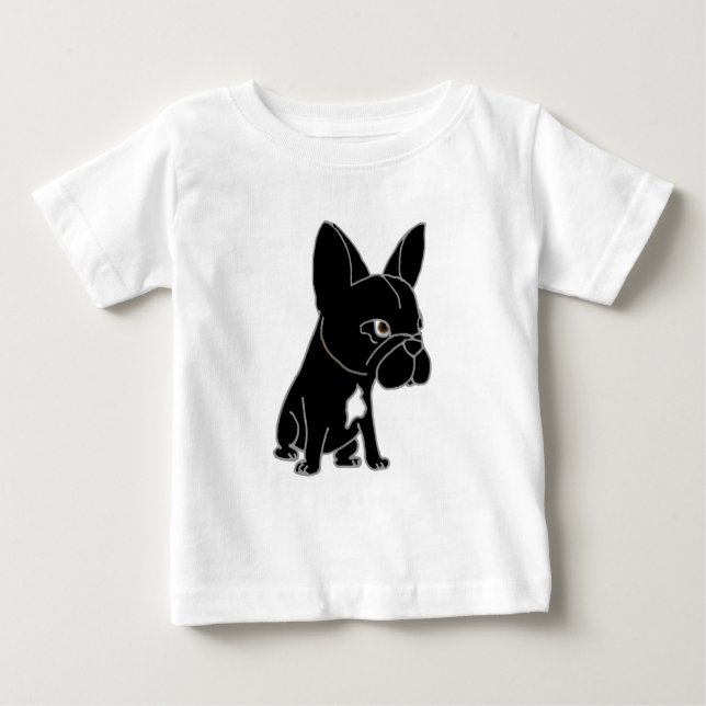Camiseta De Bebé Perro de perrito negro divertido del bulldog (Anverso)