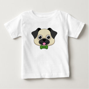 Camiseta De Bebé Perro de pug feliz lindo con papillón