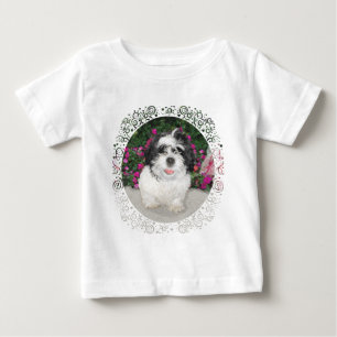 Camiseta De Bebé Perro de rescate chií negro y blanco