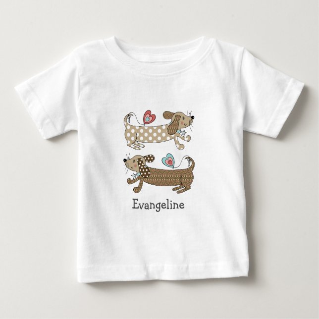 Camiseta De Bebé Perro de salchicha personalizado Dachshund (Anverso)