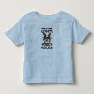 Camiseta De Bebé Perro Divertido Jefe Trabaja Duro