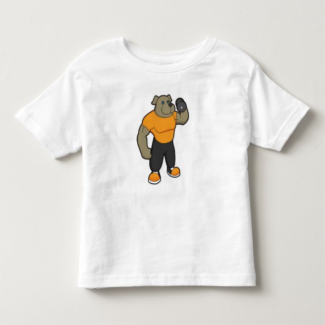 Camiseta De Bebé Perro en ejercicio con dumbbell (Anverso)