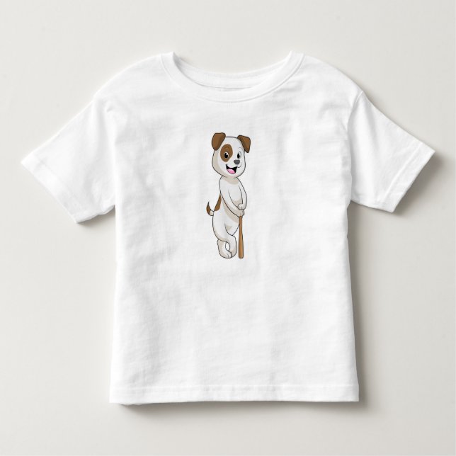 Camiseta De Bebé Perro en el béisbol con bate de béisbol (Anverso)