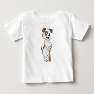 Camiseta De Bebé Perro en el béisbol con bate de béisbol