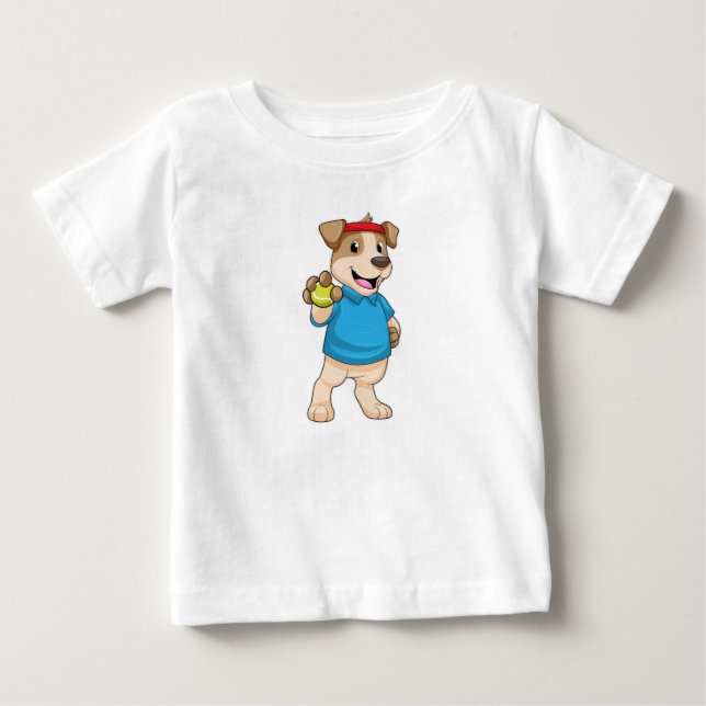Camiseta De Bebé Perro en el tenis con baile de tenis (Anverso)