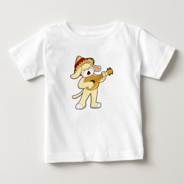 Camiseta De Bebé Perro en la música con guitarra (Anverso)