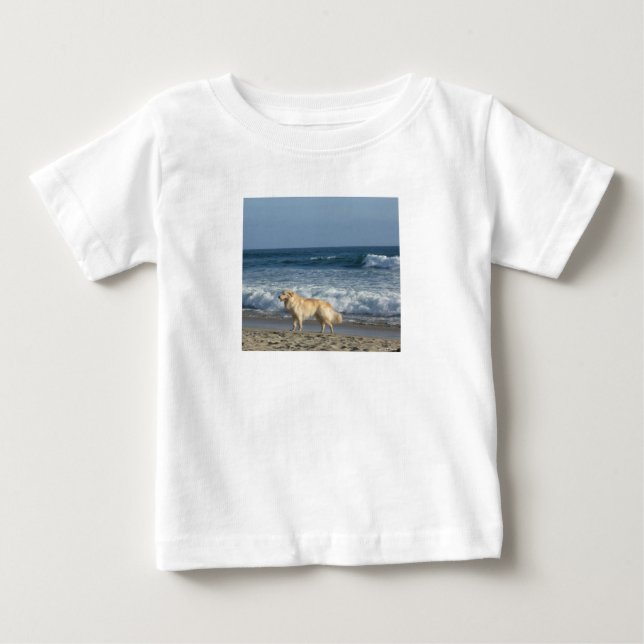 Camiseta De Bebé Perro En La Playa (Anverso)