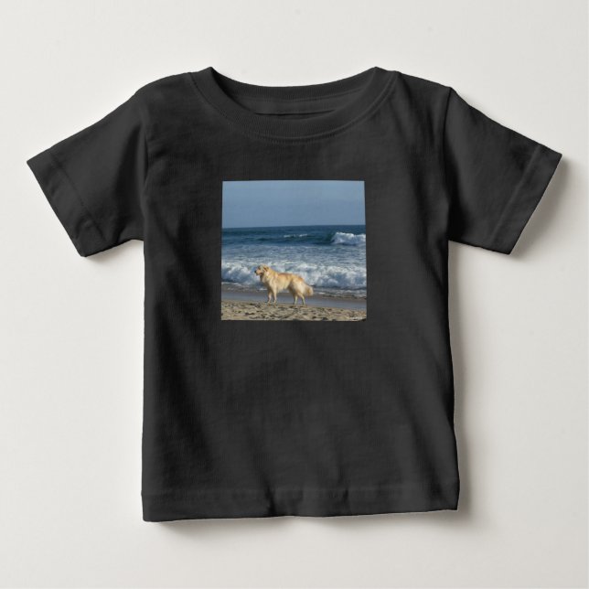 Camiseta De Bebé Perro En La Playa (Anverso)