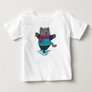Camiseta De Bebé Perro en patinaje sobre hielo con patines de hielo