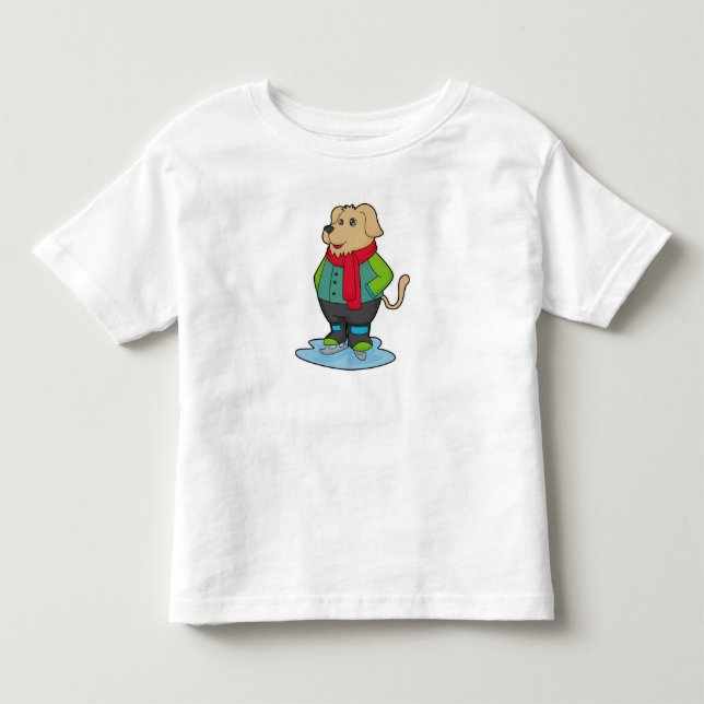 Camiseta De Bebé Perro en patinaje sobre hielo con patines de hielo (Anverso)