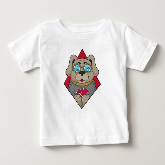 Camiseta De Bebé Perro en Poker con tarjetas de póker (Anverso)